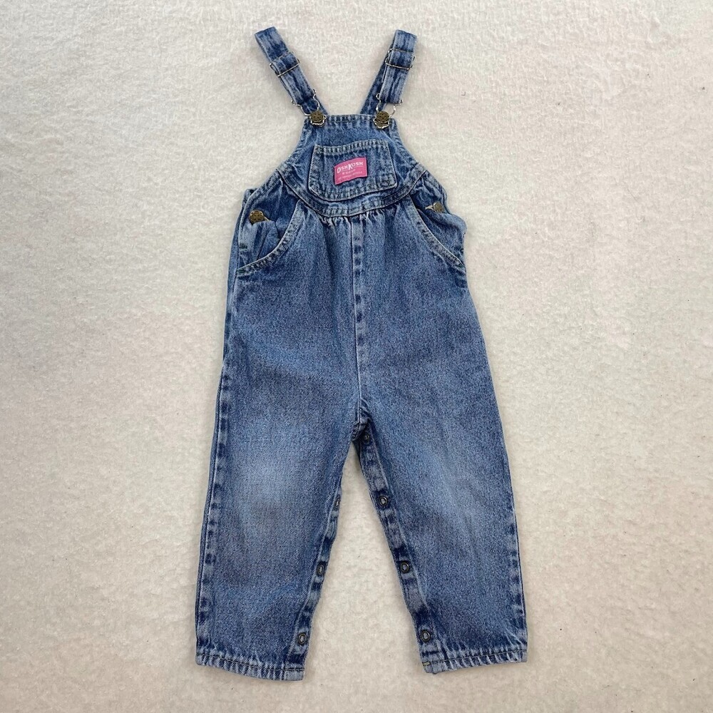 Vintage Oshkosh B’Gosh Denim Overalls Baby Vestbak Bibs Made In USA Size 2T